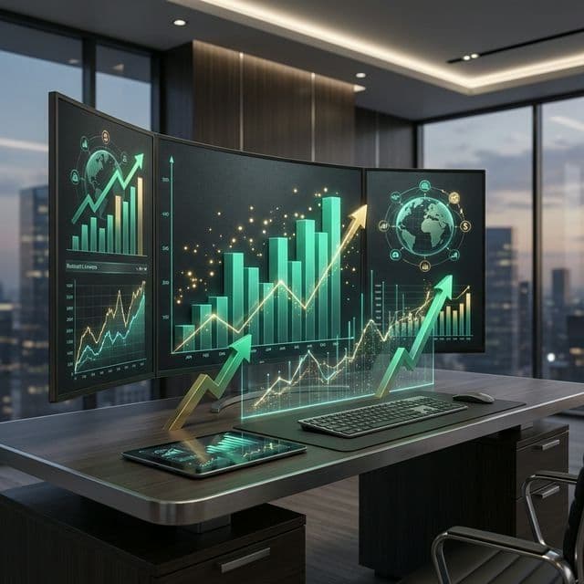 Trader reviewing risk on a laptop